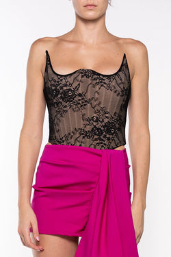 Giuseppe Di Morabito | Black Bustier in Crafted Lace