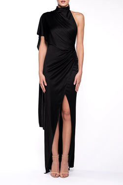 The Andamane | Cape-Effect Maxi Dress Black