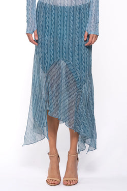 Avavav | Asymmetric Skirt Knit Print Blue