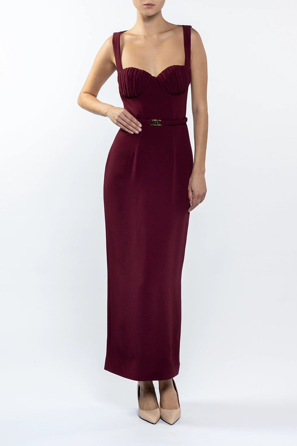 Designer Bordeaux Maxi dresses, shop online with free delivery in UAE. Product gallery 5