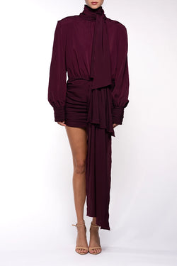 Rowen Rose | Bordeaux Mini Dress in Georgette