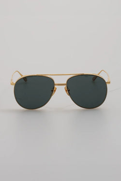 Linda Farrow | Meret yellow gold and deep green sunglasses