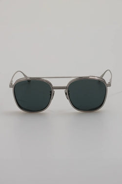 Linda Farrow | Varo white gold and deep green sunglasses