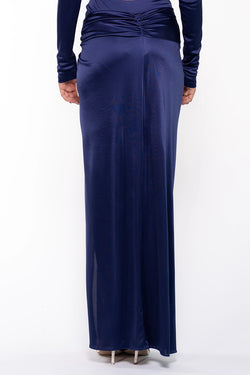 The Andamane | Twist Detail Maxi Skirt Blue, alternative view