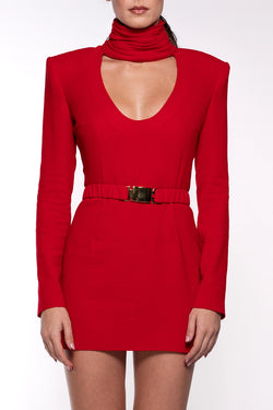 Rowen Rose | Mini Crepe Dress In Red
