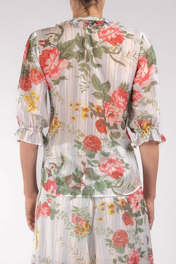 Vivetta | Light Blue Floral Shirt with Ruffles, alternative view