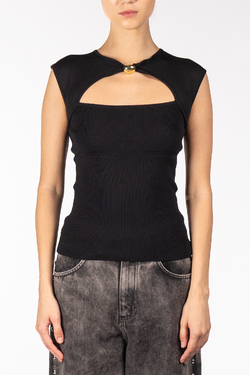Federica Tosi | Black Brooch-detail Top
