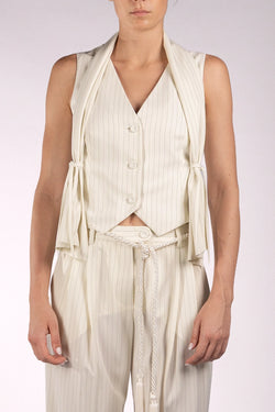 Vivetta | Ivory Stripes Vest with Scarf