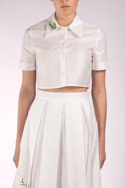 Vivetta | White Cropped Shirt with Jewel Embroidery