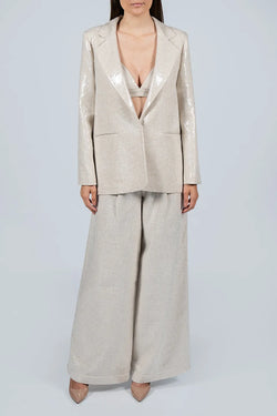 Federica Tosi | Sequined Beige Double Breasted Blazer, alternative view