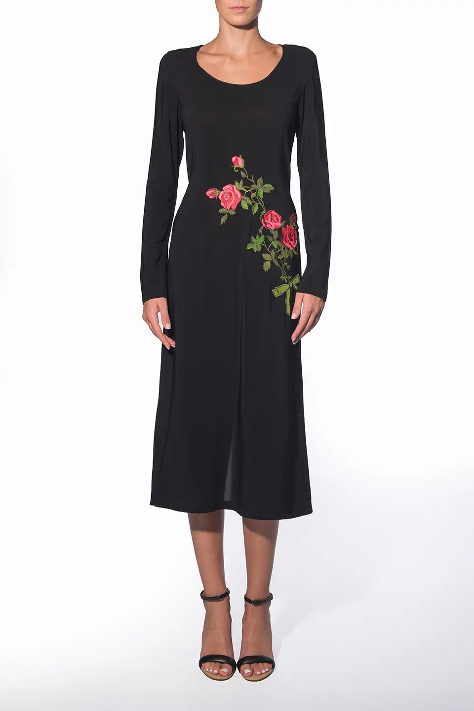 Long Dress with Rose Embroidery L Long Dress with Rose Embroidery L