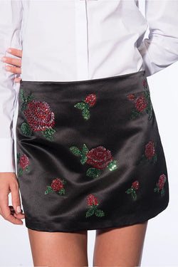 Vivetta | Black Mini Skirt with Rose Embroidery, alternative view