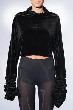 Avavav | Black Velvet Cropped Top