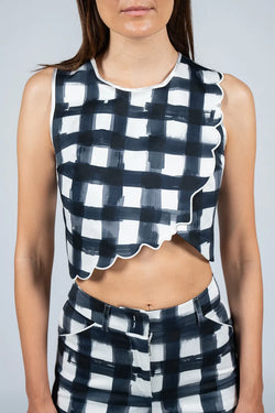 Vivetta | Blue Tank Top with Embroidered Profile