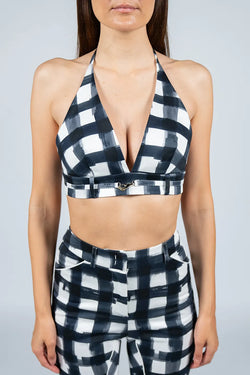 Vivetta | Blue Checkered Bra Top
