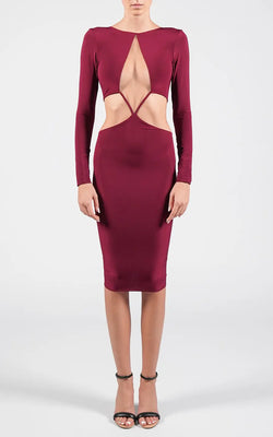 Hamel | Burgundy Red Longsleeves Midi Dress