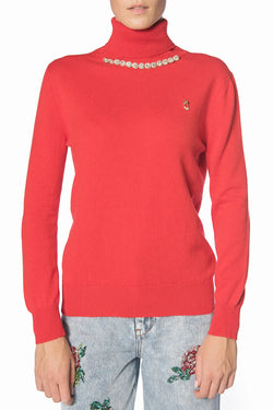 Vivetta | Red Turtleneck Top with Necklace