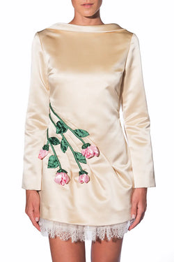 Vivetta | Vanilla Mini Dress with Rose Embroidery