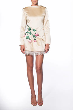 Vivetta | Vanilla Mini Dress with Rose Embroidery, alternative view