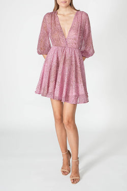 Federica Tosi | Abstract-print Silk Flared Dress Rose, alternative view