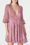 Abstract-print Silk Flared Dress Rose