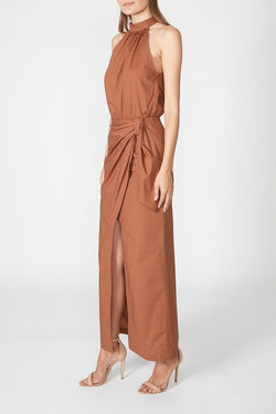 Federica Tosi | Wrap-detail Long Dress Cacao, alternative view