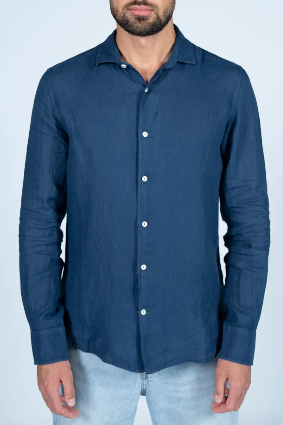 Pamplona Linen Shirt Men Navy Blue