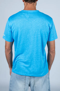 MC2 Saint Barth | Ecstasea Linen T-Shirt Aqua Blue, alternative view