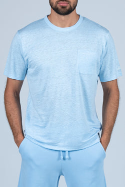 MC2 Saint Barth | Ecstasea Linen T-Shirt Light Blue
