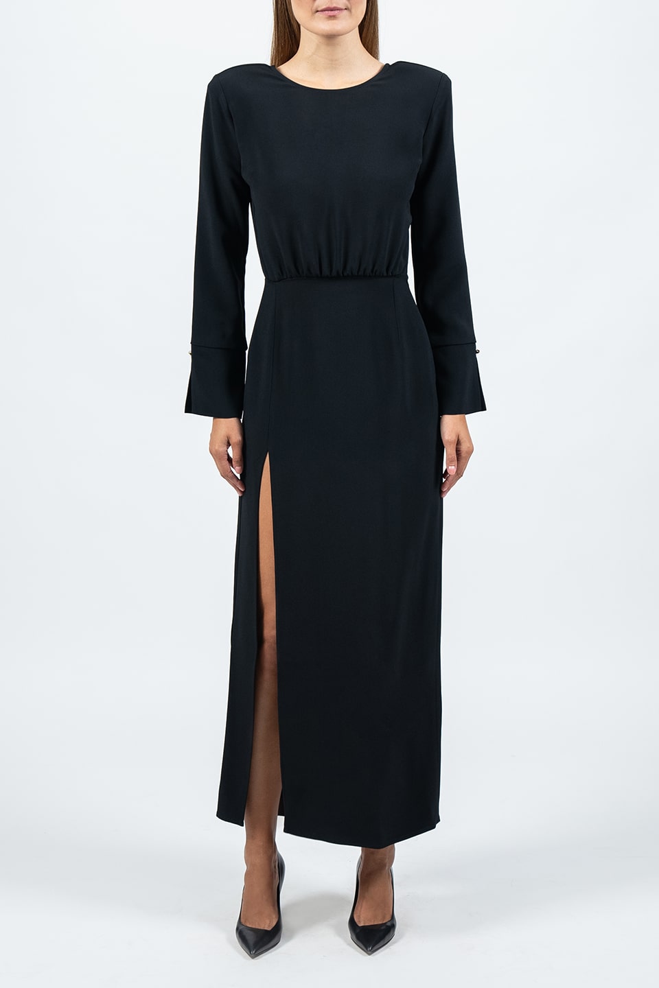 Shop online trendy Black Midi dresses from Federica Tosi Fashion designer. Product gallery 1