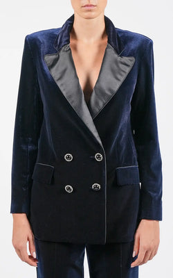Borgo de Nor | Quinn Navy Velvet Jacket