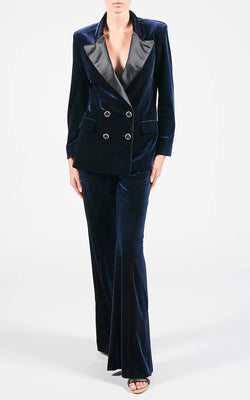 Borgo de Nor | Morgan Navy Velvet Trouser, alternative view