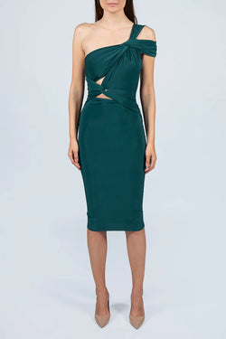 Hamel | Petrol Blue One-Shoulder Midi Dress