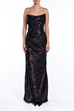 Giuseppe Di Morabito | Black Shimmering Tube Maxi Dress