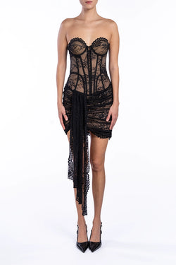 Giuseppe Di Morabito | Black Corset Lace Dress