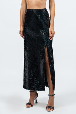 Federica Tosi | Black Sequin Midi Skirt