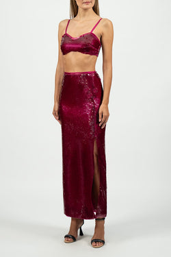 Federica Tosi | Pink Sequin Midi Skirt