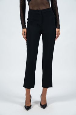Federica Tosi | Black Satin-Trim Trouser