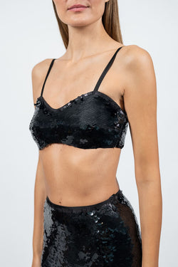 Federica Tosi | Black Sequin Crop Top, alternative view