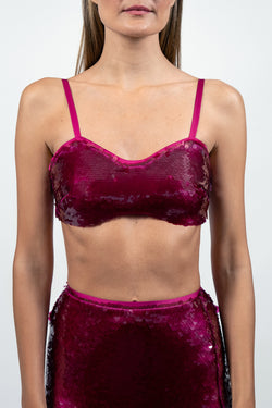 Federica Tosi | Pink Sequin Crop Top