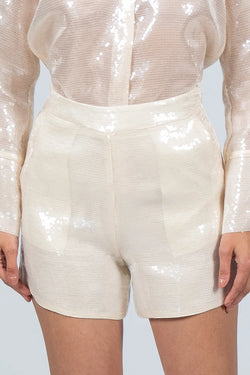 Federica Tosi | Sequined Ivory Shorts
