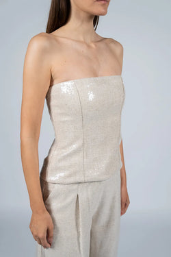 Federica Tosi | Sequined Beige Tube Top, alternative view