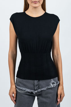 Federica Tosi | Black Corset Knit Top