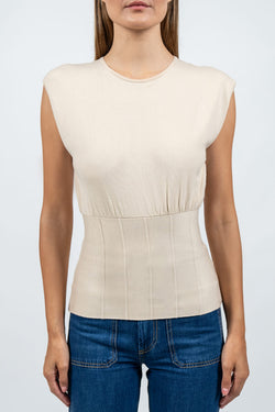 Federica Tosi | Beige Corset Knit Top