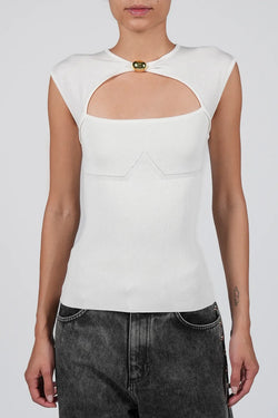 Federica Tosi | White Brooch-detail Top