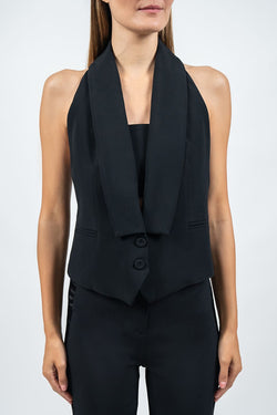 Federica Tosi | Black Halterneck Waistcoat