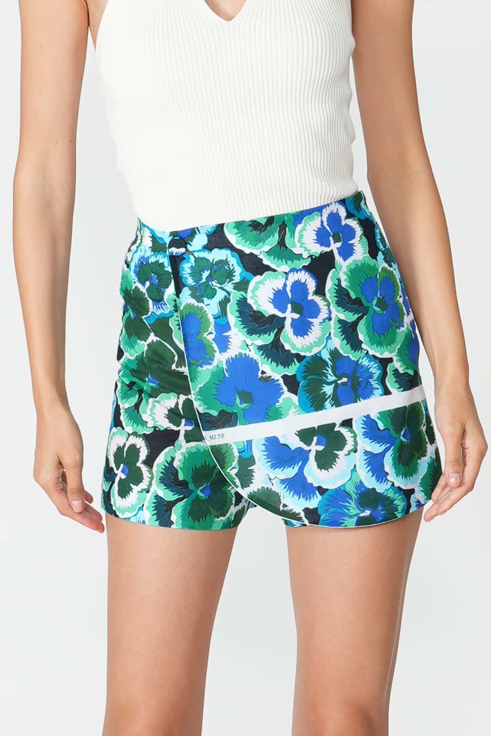 Linen Shorts Blue/Green