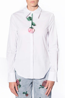 Vivetta | White Shirt with Rose Embroidery