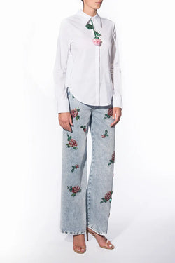 Vivetta | Boyfriend Jeans with Rose Embroidery, alternative view
