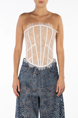 Giuseppe Di Morabito | White Lace Corset Top
